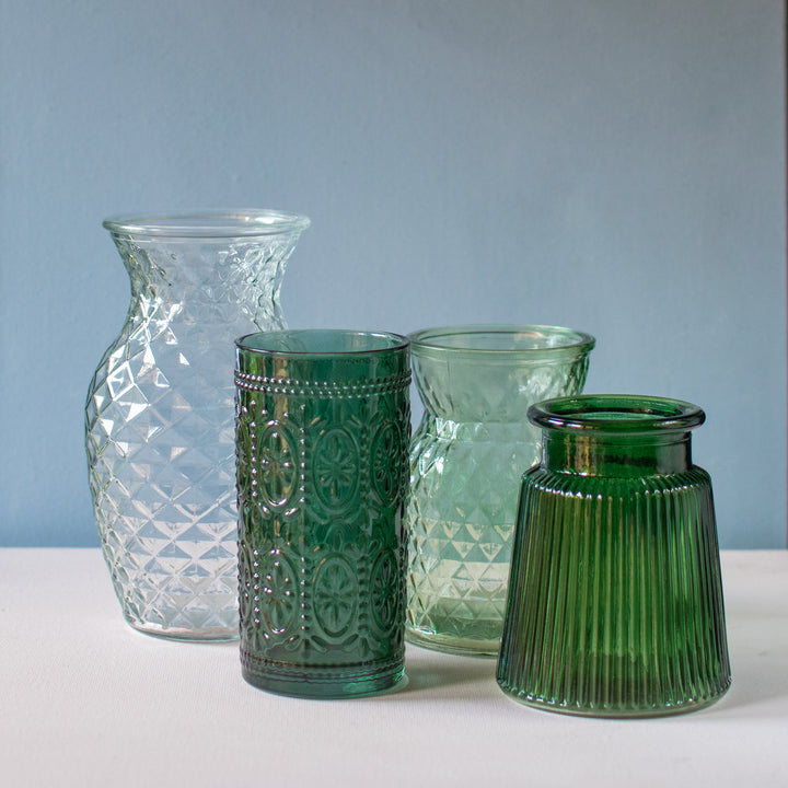 Small ribbed glass vase